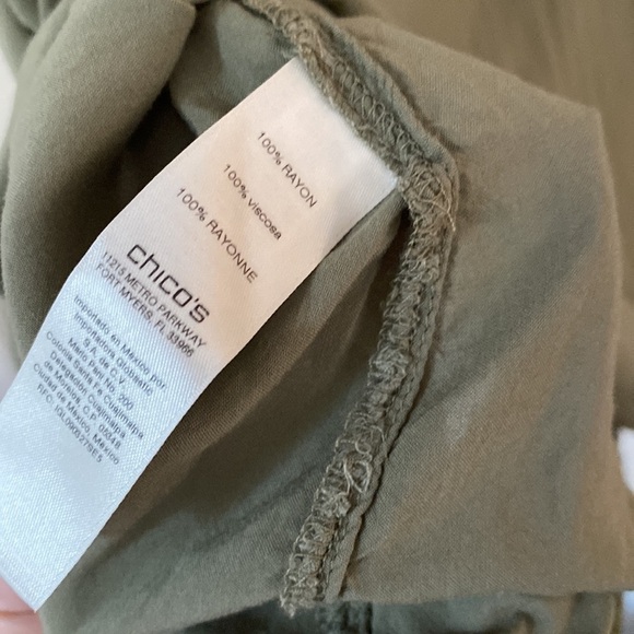 Chico’s Size 3 Long Utility Shirt Pocket Sage Green Button Down Blouse Chicos XL - Picture 8 of 9